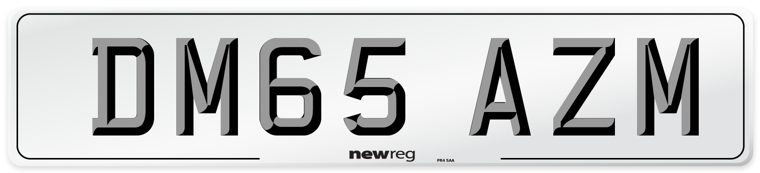 DM65 AZM Number Plate from New Reg